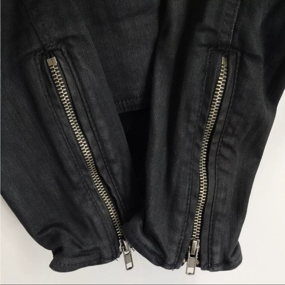 Free People Drape Front Coated Motorcycle Biker Jacket Black Women’s size 4 - Picture 13 of 16